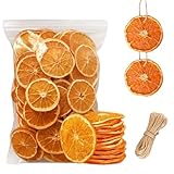 50 Pcs Dried Orange Slices, with 50Pcs Hemp Rope, Christmas Wreath Making Supplies for X-mas Tree Decoration, DIY Crafts, Present Wrapping