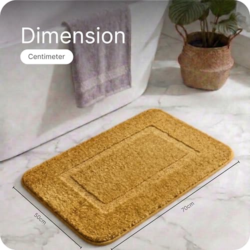 Image of Saral Home - Good Morning Mat, Soft, Anti-Skid, Washable, Water Absorbent, Quick Drying, All time usable Bathmat /Doormat /Runner. Slip-Resistant Backing for Everyday Safety.(Gold. 50X70-1PC)