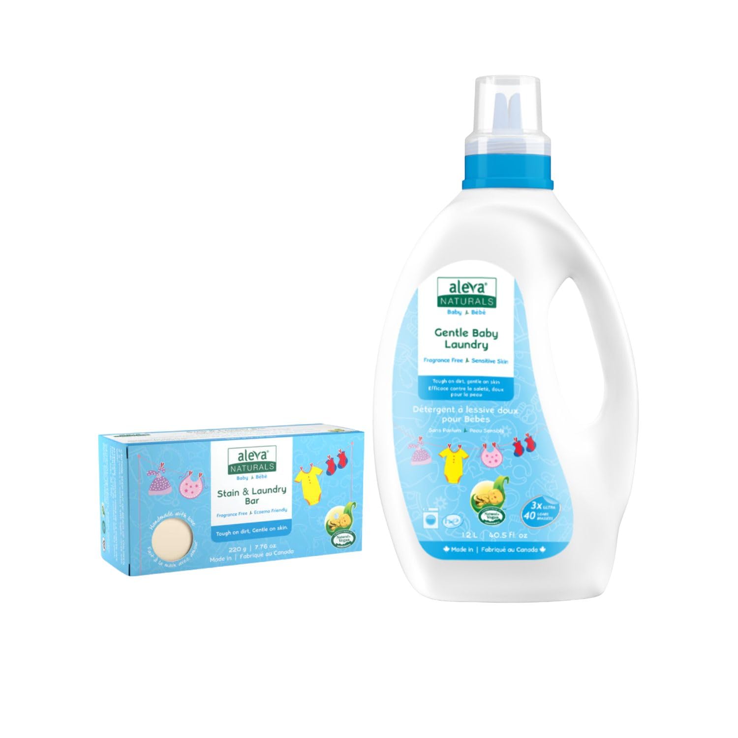 Aleva Naturals Baby Laundry Liquid Detergent and Soap - 1.2Liter Canadian Laundry Liquid Wash - 220g Laundry Soap for Baby Clothes Chemical Free Fragrance Free Stain Remover Coconut Surfactants-image-14