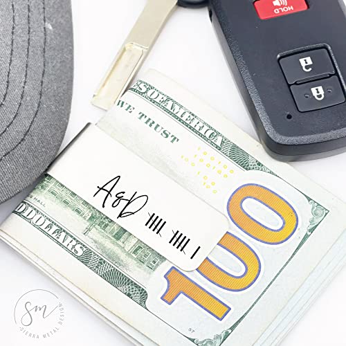 Anniversary Money Clip Personalized Wallet Money Personal Wallet Initials Husband Money Clip Men's Initials Gift Wedding Date Father Steel ANNIVERSARY-MONEY2