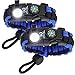 Nexfinity One Survival Paracord Bracelet - Tactical Emergency Gear Kit with SOS LED Light, Knife, 550 Grade, Adjustable, Multitools, Fire Starter, Compass, and Whistle - Set of 2 Blue