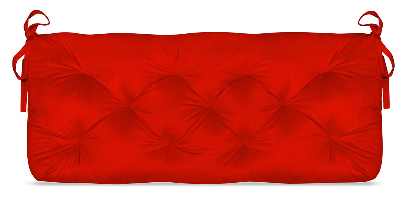 Bench Cushion Velvet Fabric 121x45x12.7cm | Washable Chair Pad with 100% Fibre Filling | Soft Comfortable School Bench Seat Cushion for Indoor Outdoor Home Office Garden Stool Seating - RED-image-43