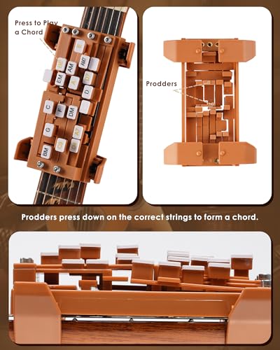 Image of Brown Guitar Chord Presser, Guitar Chords Trainer for Beginners and Arthritis Player, From Pain to Play - The Arthritis-Friendly Chord Tool, No More Sore Fingers - Chord Helper for Beginners