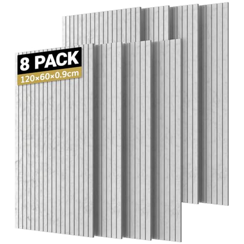 TONOR 8 PCS Paneles Acusticos Grande, 120x60x0,9cm Paneles Insonorizacion Pared, Aislante Acustico Autoadhesivo, Panel Decorativo Pared para Página Principal Sala de Uía Oficina, Gris Claro