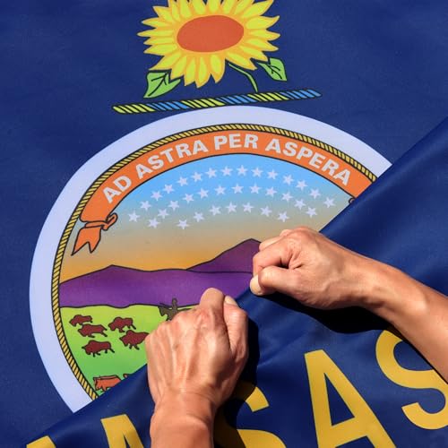 Drapeau Kansas 3 plis double face Anley 0,9x1,5 m indéchirable infroissable
