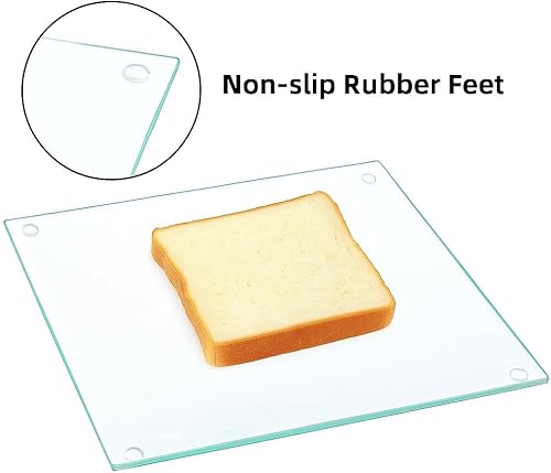Miniatura 4 de Hacaroa Set of 4 Tempered Glass Cutting Board, 10"x10" Small Square Chopping Board with Rubber Feet, Non-slip Placement Tray for Kitchen Countertop,