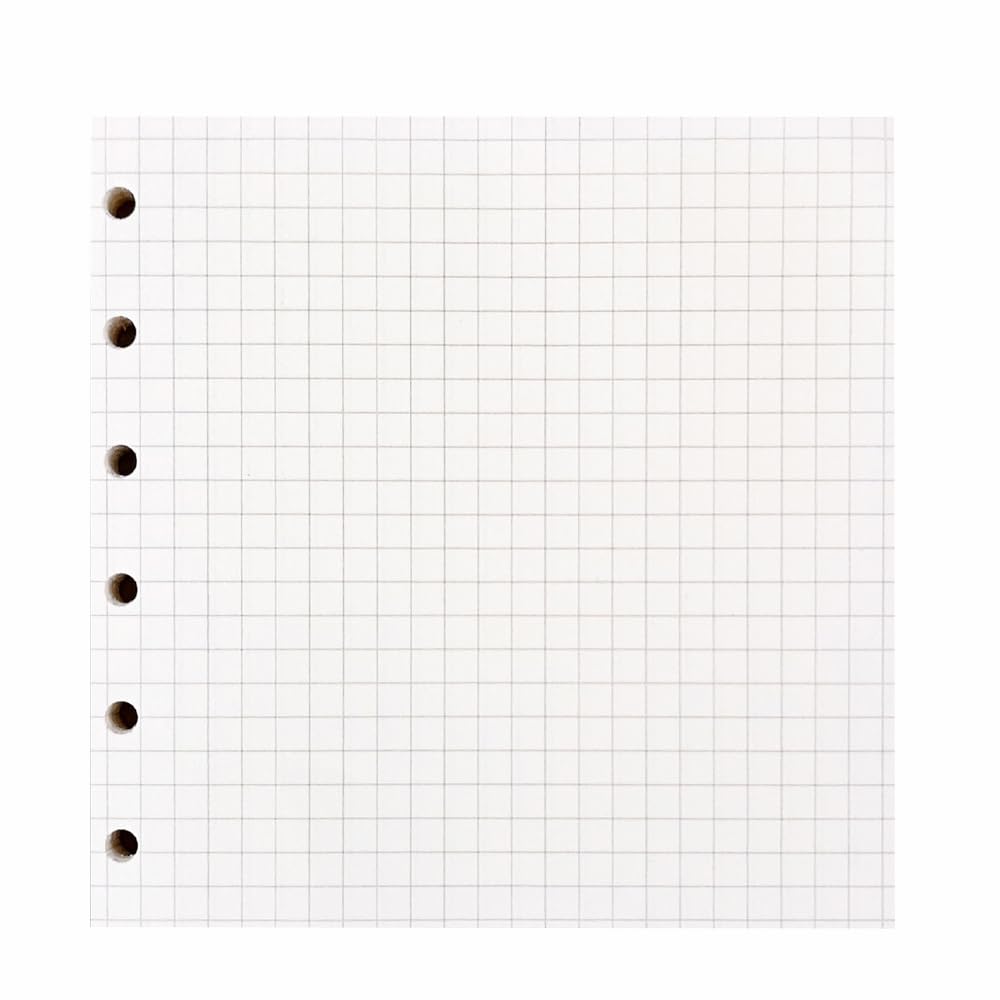 Square Grid 80 PCS Six Hole Replacement Core, PVC Refillable Waterproof Dustproof Design for Students and Meeting Notebooks