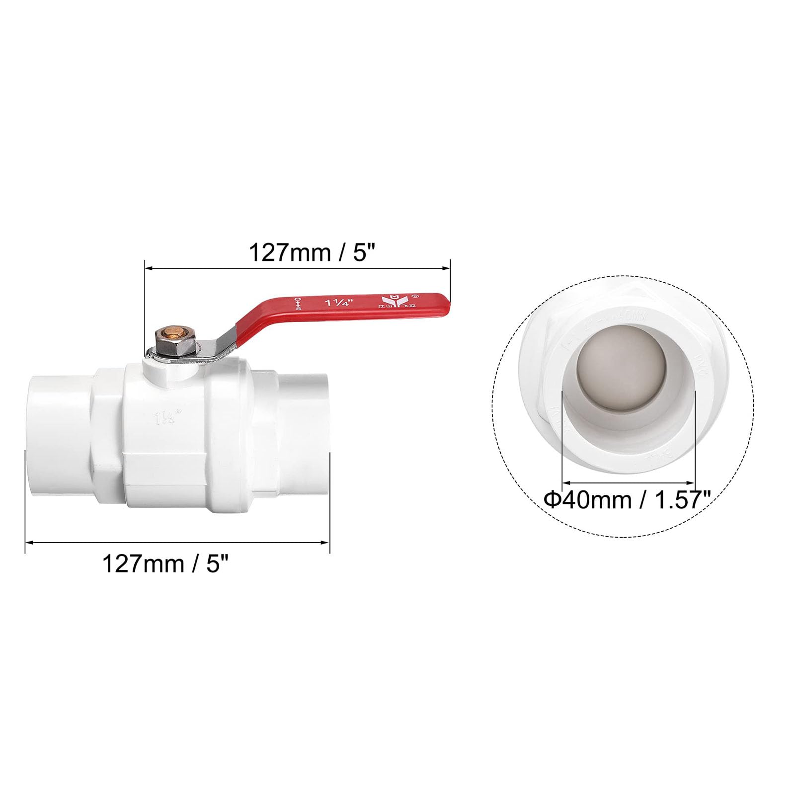 Recogwood 32mm Ball Valve, PVC Socket Type Shut-Off Valve Switch for Aquarium Water Flow Control Sump Pump, Pool, Garden Sprinkler - Image 2