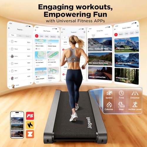 Image of Jogwell Walking Pad Treadmill with 12% /20% Auto Incline, 3.5HP Brushless Ultra-Quiet, Under Desk Treadmill for Home Office, 400 LBS Capacity, 30% Wider Deck, Vertical Storage