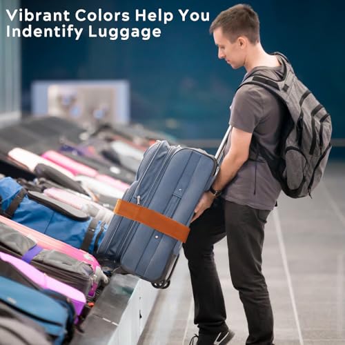 Image of Ferris 4 Pack Luggage Straps TSA Approved - Adjustable Luggage Strap Belt for Suitcases and Bags with Buckle Closure, Travel Accessory (Orange)