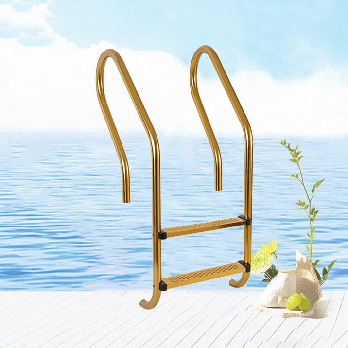 Escalera para piscina con 2 peldaños y barandal de acero inoxidable miniatura 1