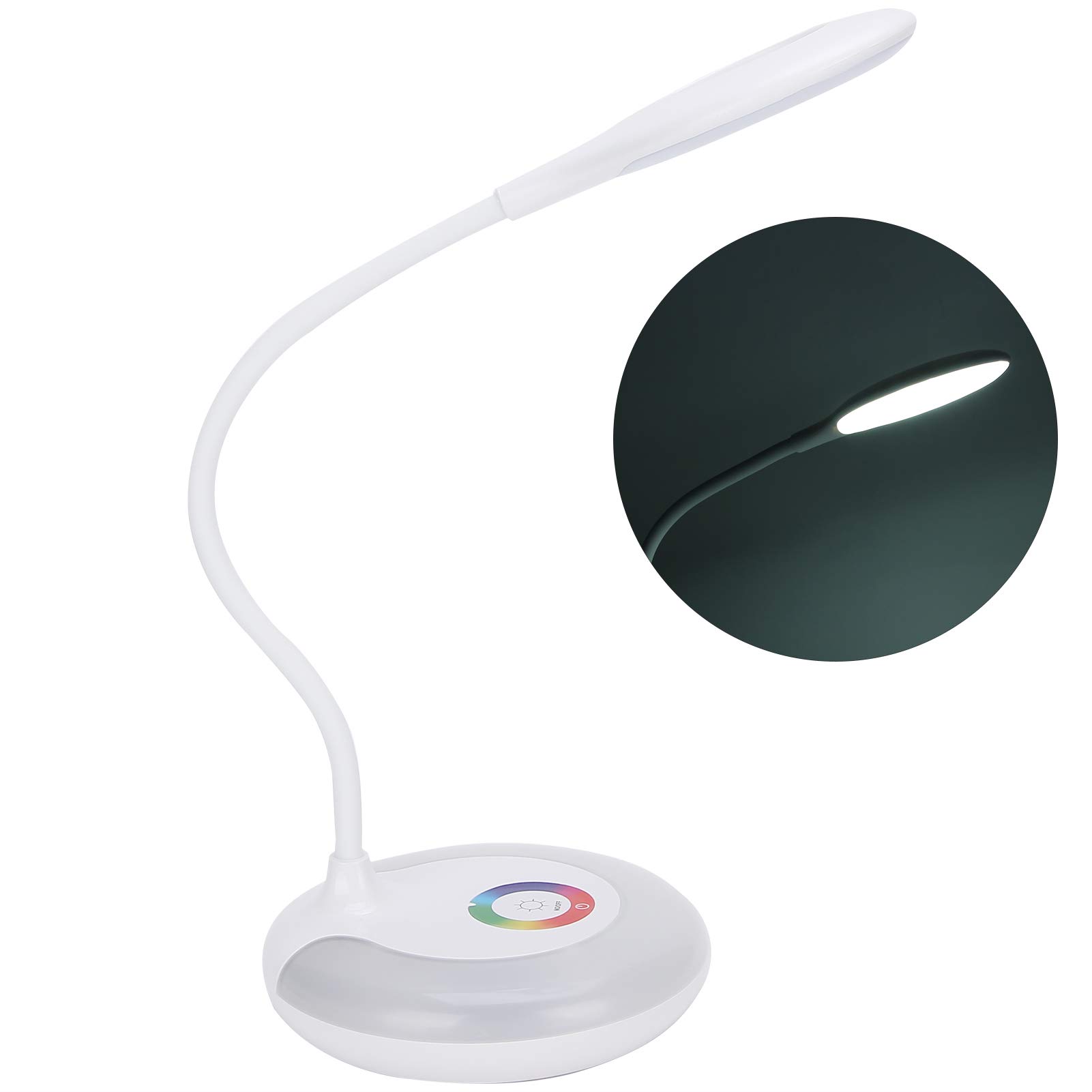 Lampada da Tavolo a LED USB, Luce da Tavolo con Regolazione Tattile, Protezione per gli Occhi Luce Dimmerazione Tattile Colorata, Lampada da Studio Flessibile a Collo D'oca