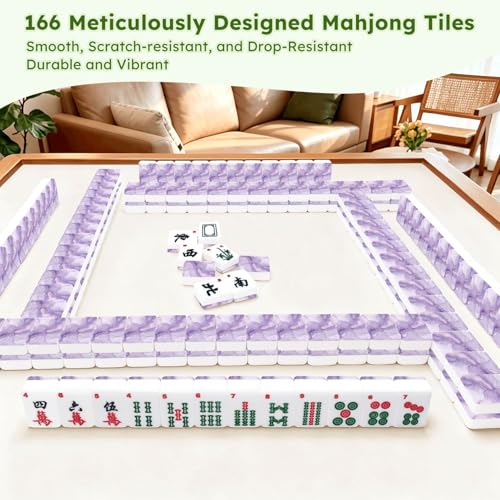 Juego de Mesa American Mahjong Set con Fichas Acrílicas y Bolsa miniatura 7