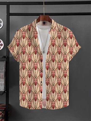 Image of Men's Striped Slim Fit Half Sleeves Stratchable Printed Shirt