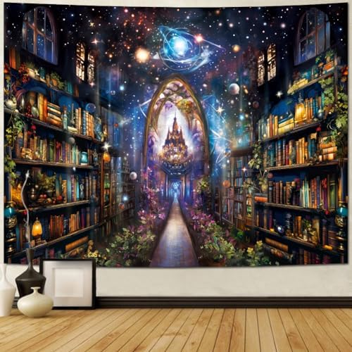 Heynvioo Mysterious Bookshelf Tapestry Galaxy Space Library Tapes...