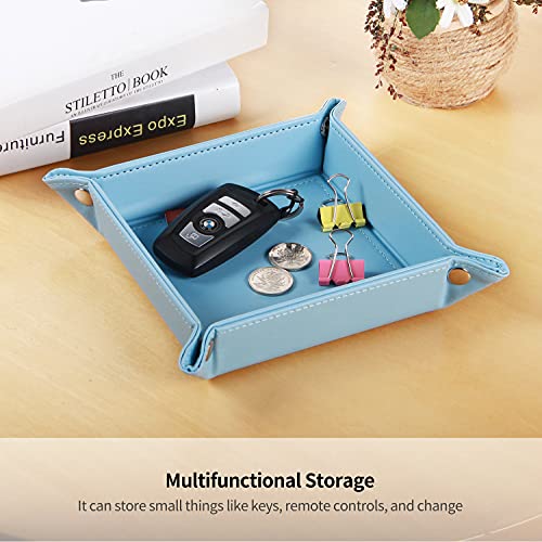 Image of YAPISHI Key Dish Bowl for Men, Entryway Catchall Holder Bedside Table Valet Tray for Pocket Stuff, PU Leather Nightstand Organizer for Dice /Coins /Wallet /Watch /Rings /Sunglasses, Dresser /Coffee Table
