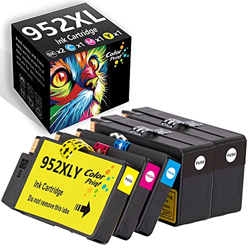 5-Pack Colorprint Compatible Ink Cartridge Replacement for HP 952XL 952 XL Work with OfficeJet 8710 8720 8730 8740 7720 7740 8715 8725 8210 8216 8702 8727 8728 Printer (2BK, 1C, 1Y, 1M)