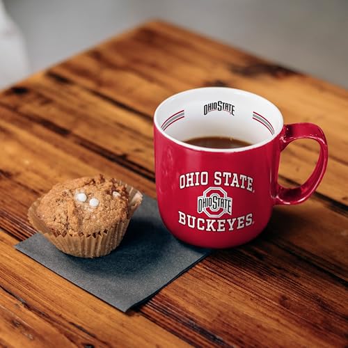 Image of Logo Brands NCAA Ohio State Buckeyes 15oz Stripe Mug - Team Logo, Inside Print, Standard Handle, Microwave & Dishwasher Safe