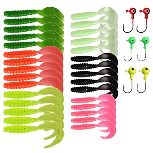 Aulyun 30 Leurres Souples avec 6 Têtes Plombées, Kit de 36 Pièces, Leurres de Pêche Cover