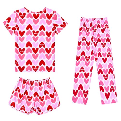 Image of Mirawise Girls 3 Pc Pajamas Sleepwear Cotton Pjs Clothes Set 4-13 Years
