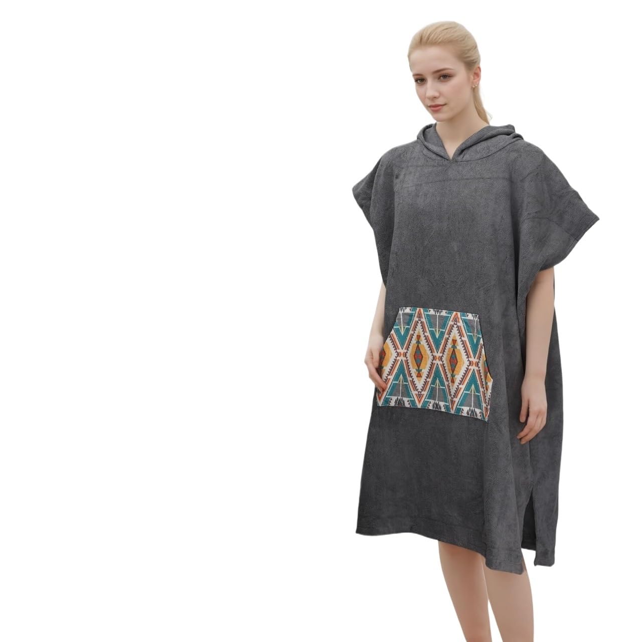 Poncho surf séchage rapide pour homme et femme avec grande poche avant