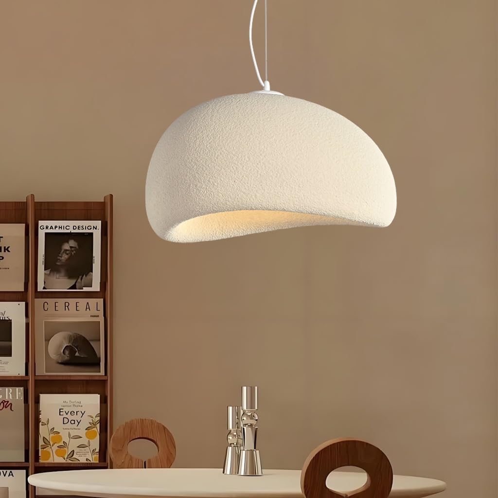 Creative Wabi Sabi Style Lampe Suspendue E27 Lustre En Polystyrène Lumières Suspendues Réglables En Hauteur Modernes Et Simples Adaptées Au Salon Salle À Manger Cuisine(Beige,30cm)
