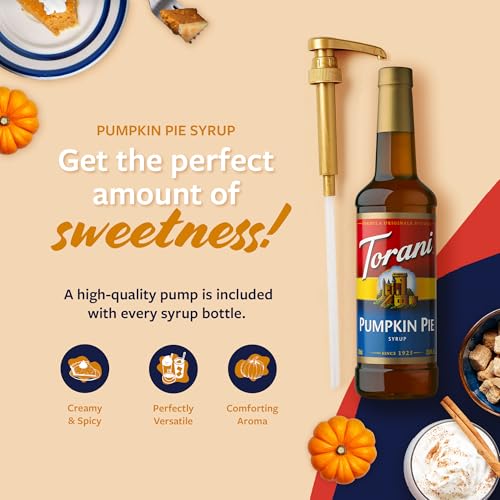 Image of Torani Coffee Syrup, Pumpkin Pie Flavored Syrup for Drinks, Pump Included, 25.4 Fl Oz