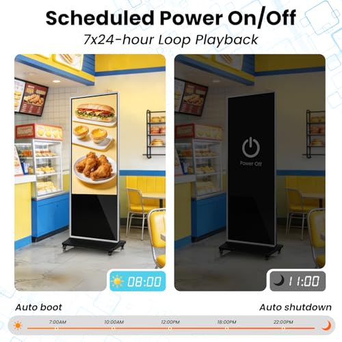 Image of 43 inch Touch Digital Signage Display Kiosk Floor Stand Advertising | 4K Android 14 4 + 32 Storage, USB WiFi HDMI Bluetooth Input, Smart Split Screen, Free CMS, 700 Nits, Life over 50,000 hours