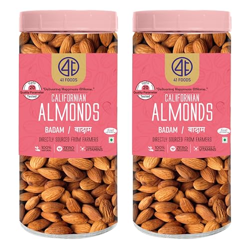 Image of 41 Foods Premium Almonds | Badam | 1 KG (500g x 2)
