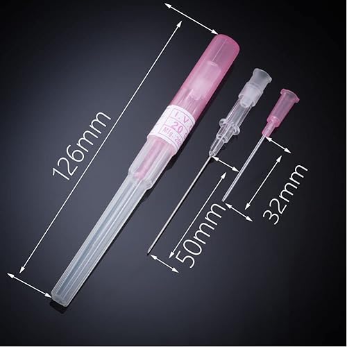 Miniatura 16 de 50 agujas de perforación de catéter, agujas huecas de 0.94 oz, agujas IV con catéter para el cuerpo, kit de piercings para oreja, nariz, labio