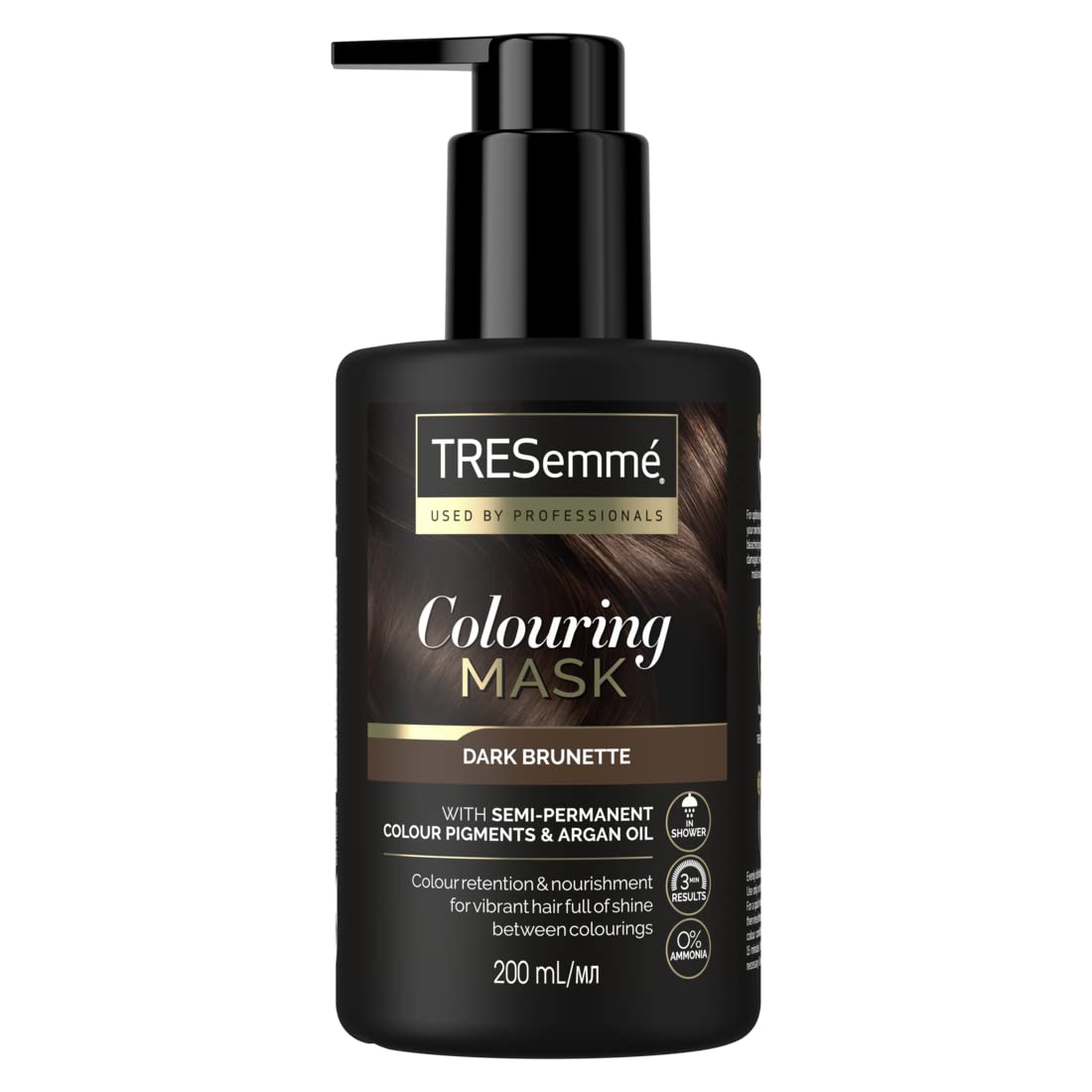 TRESemm Hair Mask Nourishes and Works Colour Preservation Dark Brunette With Semi-Permanent Colour Pigments and Argan Oil, Enriched with UV Filter 200ml