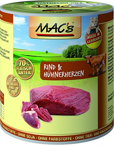 Produktbild von MAC's Cat Rind & Hühnerherzen - 6 x 800 g
