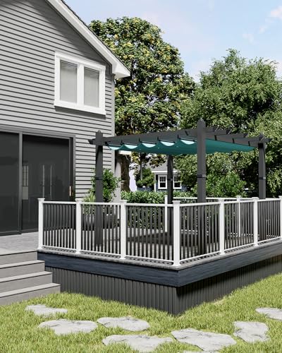 Image of KYBOLT 10x10 Ft Outdoor Pergola Metal Gazebo with Retractable Canopy for Backyard Deck Patio Porch Grape Trellis(Blue)