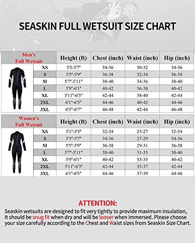 Image of Seaskin Wetsuits for Men Women 3mm Front Zip Full Wetsuit