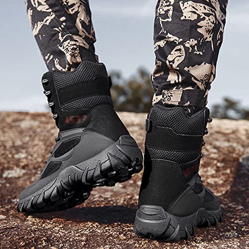 Men’s Tactical Boots, Work Boots for Men,Tactical Boot, Military Work Boots, Outdoor, Field, Camping, Training, Camping, Adventure, Mountaineering (Color : Black, Size : 8)2