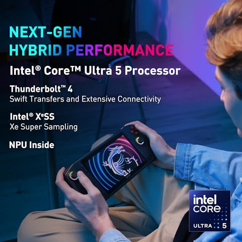 MSI Claw PC Gaming palmare: Intel Ultra 5-135H, display FHD 120Hz da 7 pollici, LPDDR5 da 16 GB, SSD NVMe da 512 TB, lettore di schede MicroSD, Thunderbolt 4, Win 11 Home: Black A1M-052US - Notebook - Immagine 2