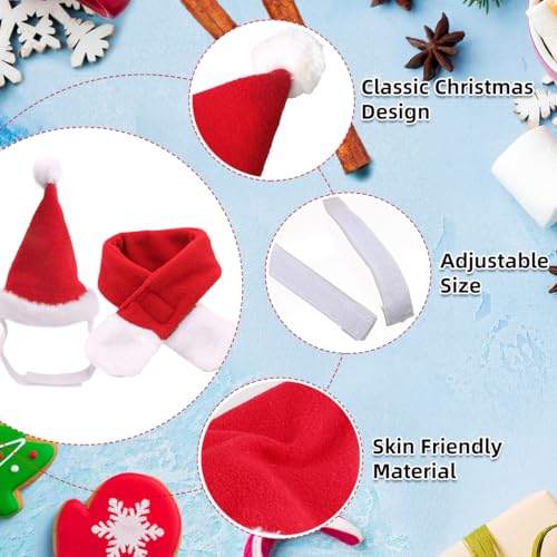 Katzen Hunde Weihnachtskostüm, Haustier Kostüm Weihnachten Kleidung Weihnachtsmütze und Schal für Klein Hund Katze, Rot Katzenbekleidung Hundebekleidung Lustig Mütze Deko Weihnachts Outfit Geschenk