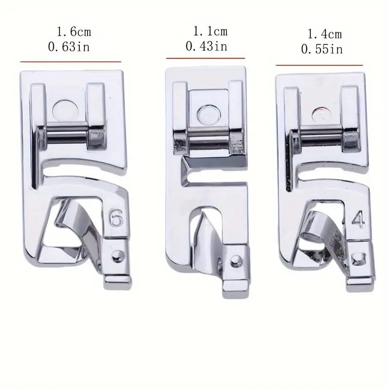 1 szt. 3mm, 4mm 6mm wąskie rolowane stopki dociskowe zestaw do maszyny szycia Singer, Brother, Babylock, Euro-Pro, Janome