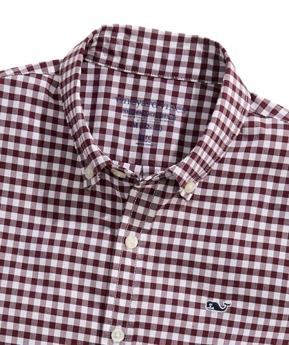 vineyard vines Boys' On-The-Go brrrº Gingham Shirt, Crimson2