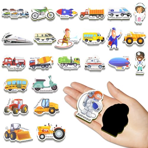 Lot de 42 aimants de réfrigérateur en mousse pour tout-petits, jouets de véhicule, aimants de réfrigérateur pour enfants, aimants de bébé pour réfrigérateur