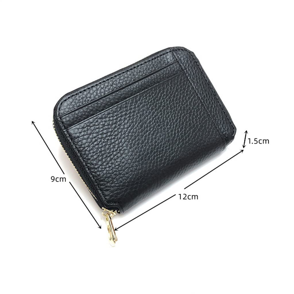 Jyuiipcz Small Wallet Coin Purse Coin Leather Card Holder Two-in-one Storage Zipper Multi-Function (Color : Black, Size (Black