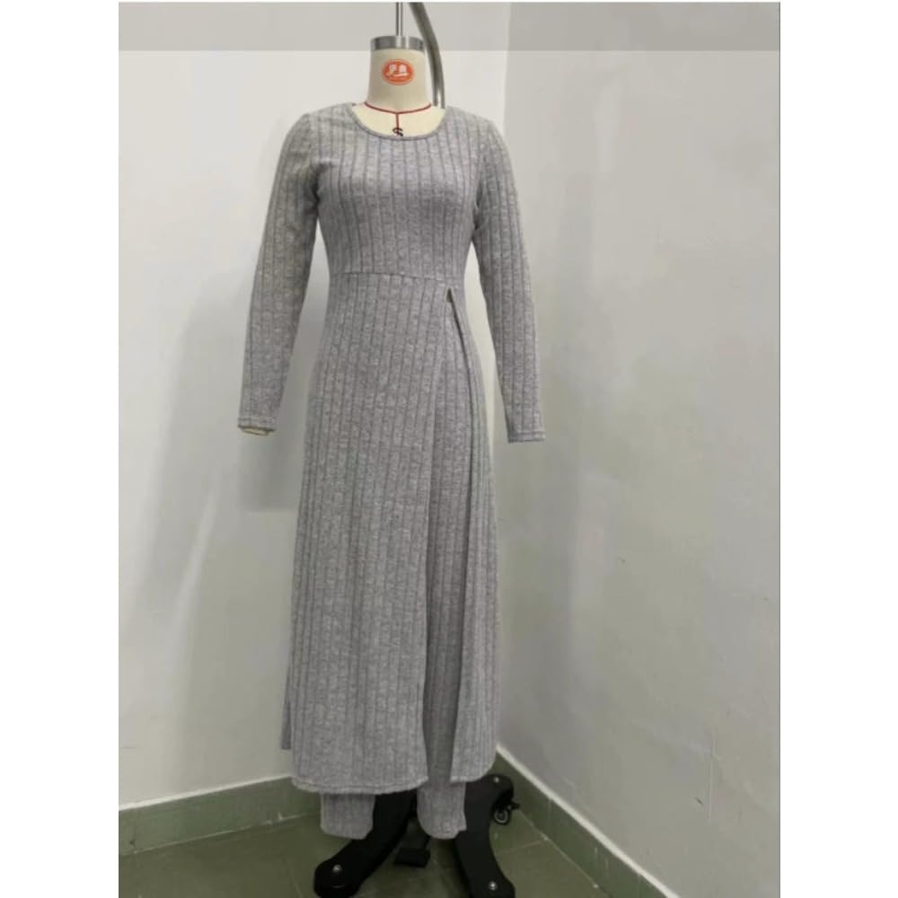 Completo da donna in maglia a coste 2 pezzi