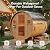 Aoxun Outdoor Barrel Sauna, 4-6 Person Tradition Wood Dry?Steam Sauna with Sauna Stone, 220V/6KW Electric Heater