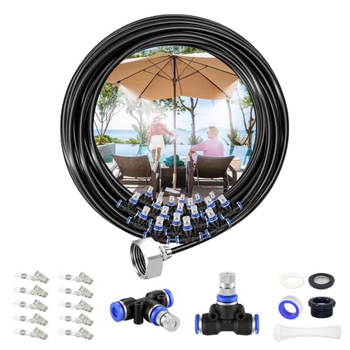 Landrip Sprühnebel Kühlung Terrasse 18M mit 19 Düsen Wasserzerstäuber Terrassen Sprühnebel für Garten Terrasse Gewächshaus