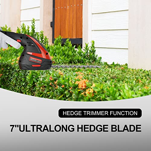 Pulituo Cordless Hedge + Grass Trimmer 2-In-1, Electric Power Bush Shrub Trimmer With 2 Pcs 2000Mah/12V Battery, 1-Hour Fast Charger #TOP2
