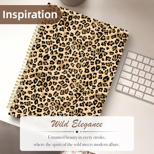 Image of Cute Spiral Notebook 8.5 x 11 Graph Paper Journal A4, Leopard | 70 page, Note Book with Pocket, Large, Big, Hard Cover, Aesthetic, Pretty Design, for Women, Girls, Kawaii