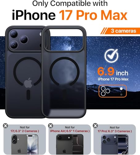 Image of EGOTUDE for iPhone 17 Pro Max Case | Matte Frosted Hard Back Translucent Cover Compatable with Mag