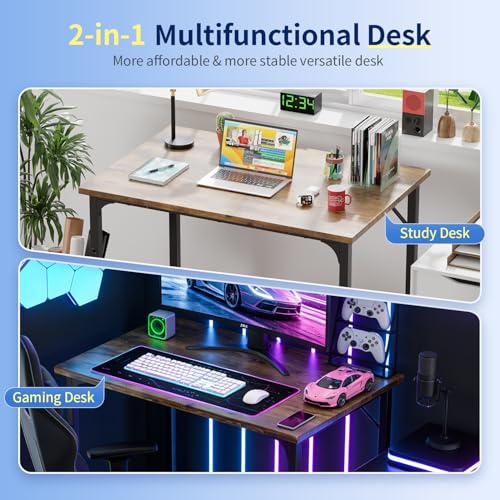 Image of BestOffice Computer Desk,Home Office Desk, Modern Simple Style for Home Office Study Writing (Brown, 32 Inch)