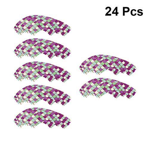 24 PCS Estampagem de ouro Cupcake Wrapper Requintado Sereia Bolo Wrapper Decoração de festa Baking S