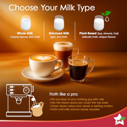 Image of Wonderchef Regenta 19 Bar Espresso Coffee Maker | Espresso, Cappuccino, Latte, Mocha & Cold Coffee | Steam Frother | Metal Portafilter | 1.5L Tank | 1200W | 2-Year Warranty